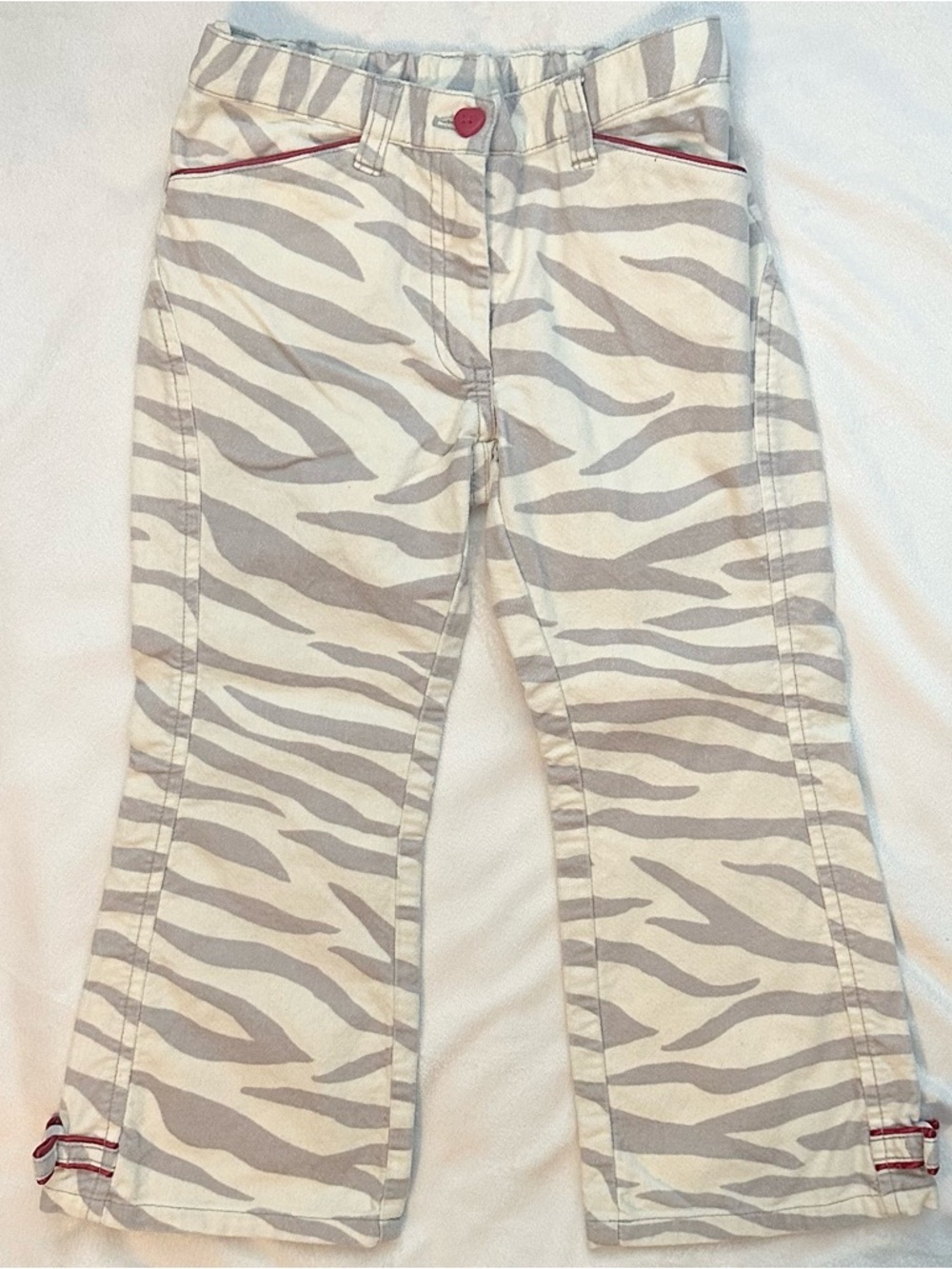 Vintage 2004 Gymboree Tiger Club Love Animal Prnt Cream Gray Velvet Pants Girl 5